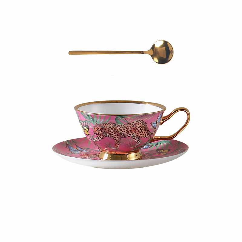 Cheetah Jungle Bone China Coffee Mug & Tea Set