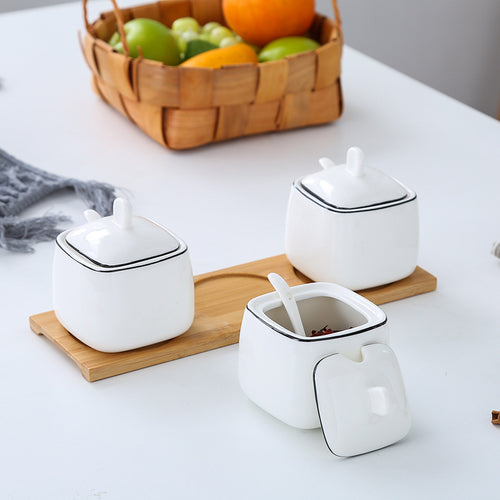 Black Line Three-piece Ceramic Jar Set