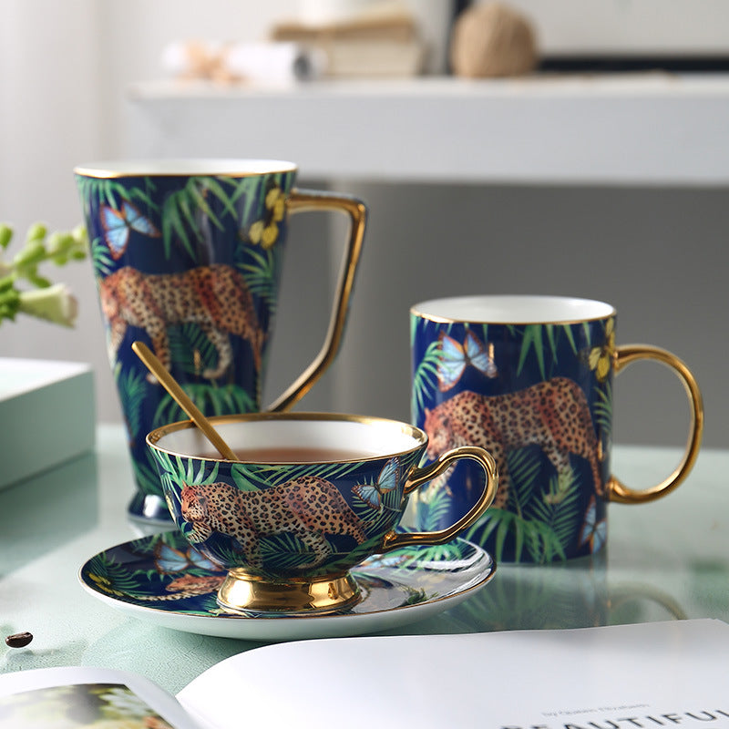 Cheetah Jungle Bone China Coffee Mug & Tea Set