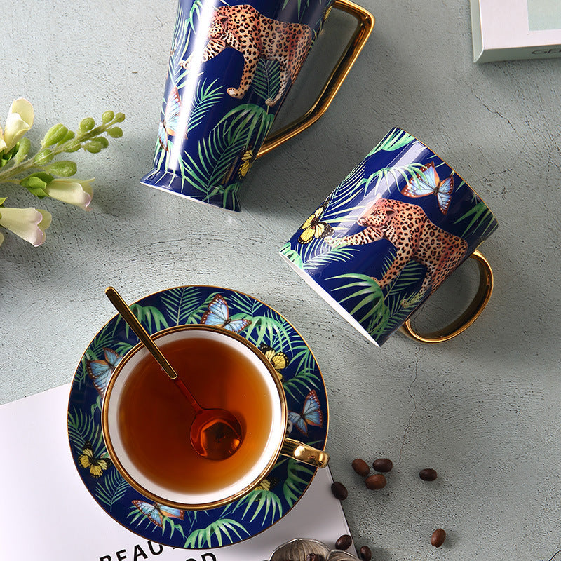 Cheetah Jungle Bone China Coffee Mug & Tea Set