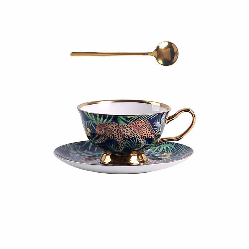 Cheetah Jungle Bone China Coffee Mug & Tea Set