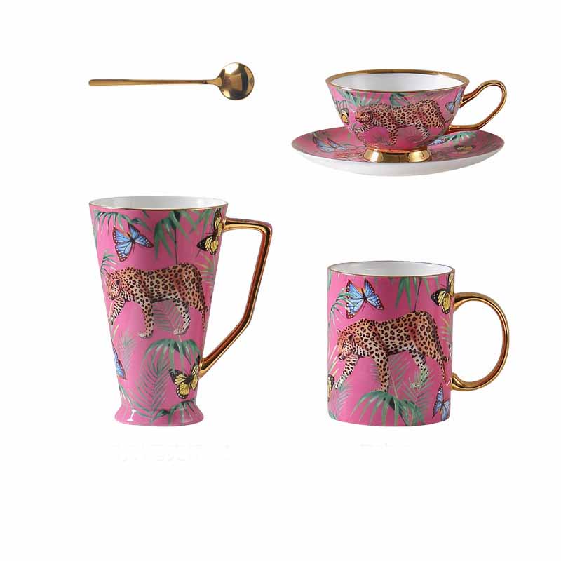 Cheetah Jungle Bone China Coffee Mug & Tea Set