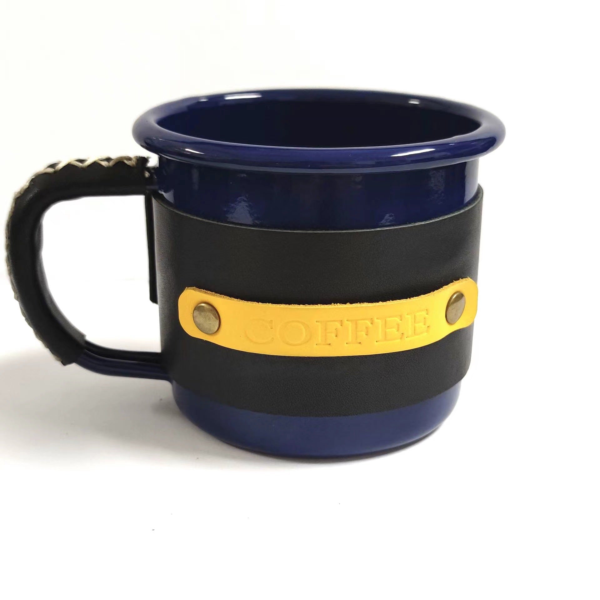 Enamel &  Leather Coffee Mug