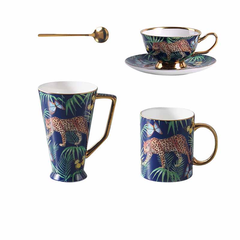 Cheetah Jungle Bone China Coffee Mug & Tea Set